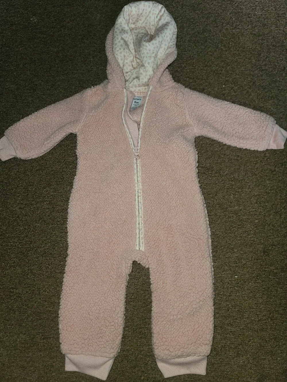 Carter's Light Pink Sherpa Hooded One-Piece Footie